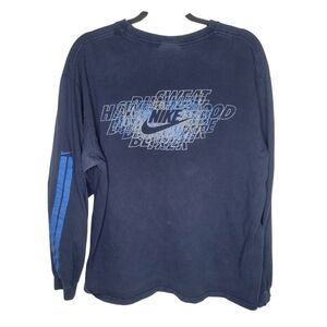 Vintage Y2K Nike Just Do It Swoosh Spellout Long Sleeve Graphic T-Shirt in Navy